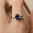 thumbnail image 4 of Lab sapphire ring, September birthstone, white gold engagement ring, oval cut blue stone ring, 4 of 4