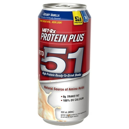 MET-Rx RTD 51, Creamy Vanilla, 12 Bottles 15 Fluid Ounce