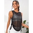 thumbnail image 3 of High-quality SweatyRocks Women's Sleeveless Scoop Neck Shirt Contract Mesh Racerback Tank Top, 3 of 5