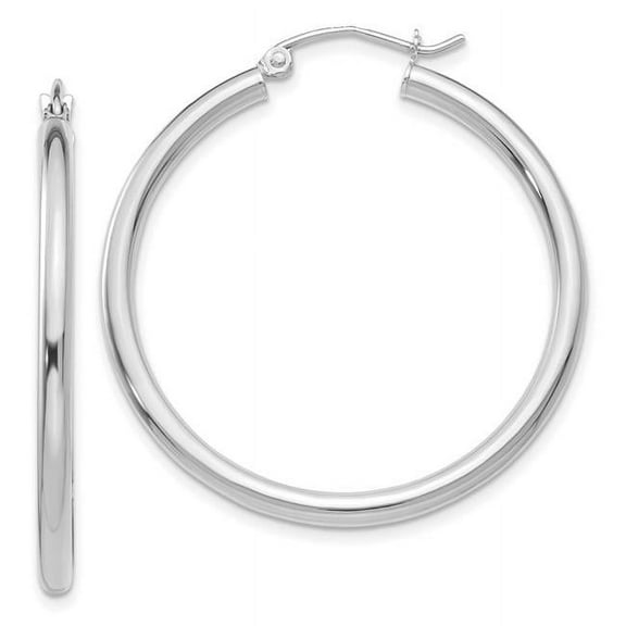 Primal Gold 14K White Gold 2.5mm Lightweight Tube Hoop Earrings