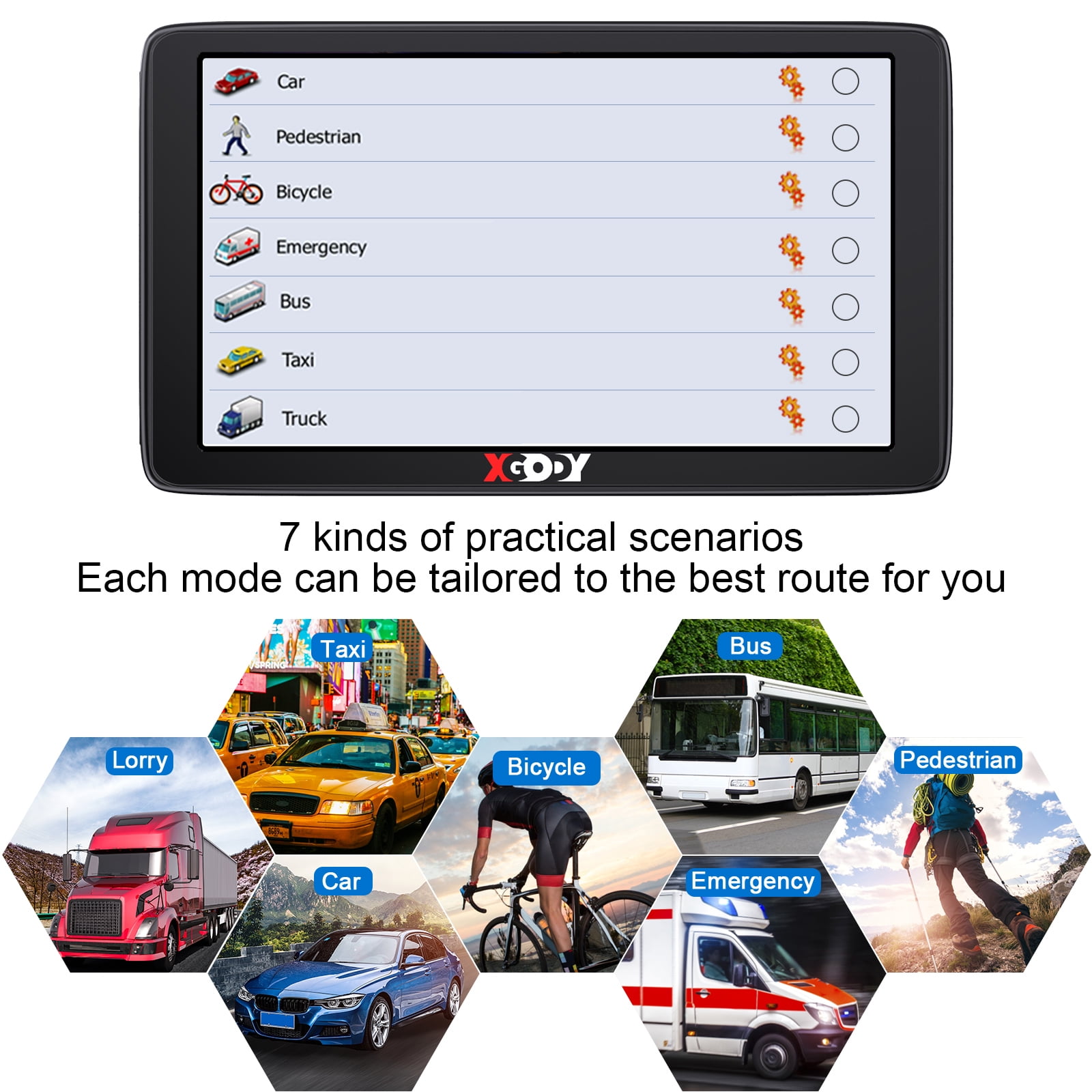 XGODY-navegador GPS para coche y camión, pantalla táctil capacitiva de 7  pulgadas, 886, 256M + 8GB, indicaciones de voz opcionales, mapa gratuito  2022