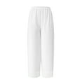 thumbnail image 4 of Womens Plus Size Pants Chiffon Wide Leg Palazzo Trousers With Pocket High Stretch Waist Flowy Elegant Business Casual White L, 4 of 5