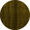 thumbnail image 1 of Ahgly Company Machine Washable Indoor Round Abstract Yellow Modern Area Rugs, 4' Round, 1 of 4