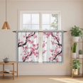thumbnail image 2 of Spring Pink Flowers Tier Curtains 54 Inch Length, Botanical Peach Blossoms Floral Cafe Short Curtains for Bathroom Over Sink, Small Kitchen Curtain Light Filtering Tiered Drapes 2 Panels 27.5"Wx54"L, 2 of 8