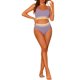 thumbnail image 2 of Conjuntos de bikini de dos piezas de talle alto para mujer, con tirantes ajustables y textura acanalada, traje de baño color púrpura pequeño, 2 of 5