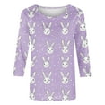 thumbnail image 5 of Easter T Shirts for Women Plus Size Casual Round Neck 3/4 Sleeve Day Funny Printed T Shirt, 5 of 5