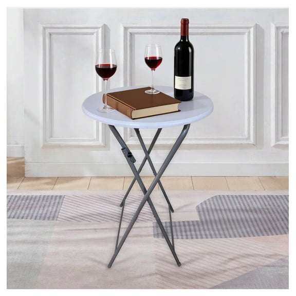 Folding Bar Table set of 2 White   Steel,Wood