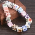 thumbnail image 3 of U8MO 10pcs 9.5mm Cube Flower Patterns Ceramic Porcelain Loose Beads For DIY Jewelry-22# Blue, 3 of 4