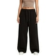 thumbnail image 3 of Women's Wool Wide-Leg Sweatpants - Winter Warm Straight-Cut Sports Pants with Pockets for Athletic Comfort and Casual Lounge Wear, Ideal for Cold Weather Activities,Black,S, 3 of 3