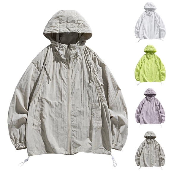 Men's Hooded Sun Coat Quick Dry UPF 50 Zip-Up Fishing Shirt Long Sleeve Lightweight With Pockets Nylon Spandex Breathable Outdoor Hiking Running | Zenithor,Green L