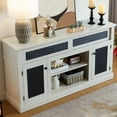 thumbnail image 3 of Modern Farmhouse TV Stand, Embossed Pattern TV Stand with 2 Storage Cabinets for Televisions up to 65+ Inch, Entertainment Center Console Table for Living Room & Bedroom, 3 of 9