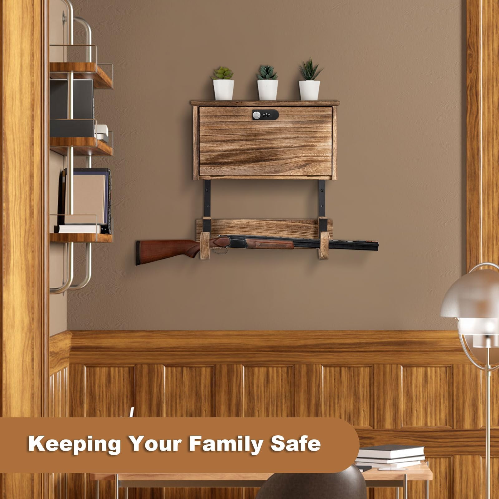 Wall Mount Lock Gun Racks for Wall With Storage Gun Racks for Wall Display