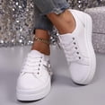 thumbnail image 3 of SCHUHLAND Women's Casual Lace-Up Skateboard Sneakers, Metal Decoration, Round Toe, Thick Bottom, Non-Slip, Soft Sole for Autumn, 3 of 16