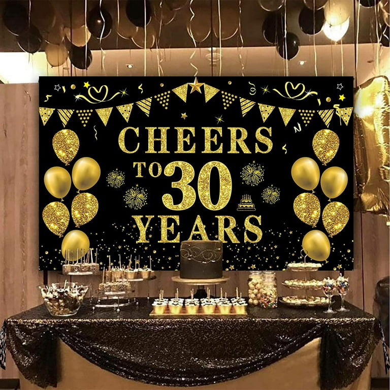 Cheers to 30 Years Backdrop Banner Happy 30th Birthday Decorations for Men  Wo