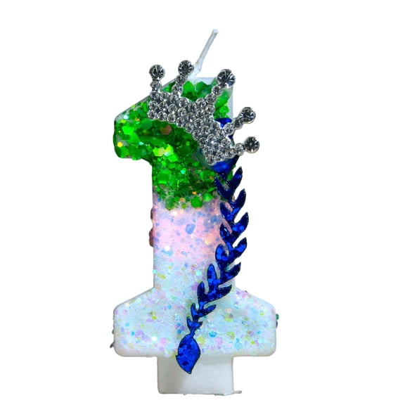 Fashion & Creative Number 1 Birthday Candle - Cartoon Design, Magical Sparkle, Blue Crystal Accents -, Adults, Birthday Parties, Cake Toppers, Celebration Events