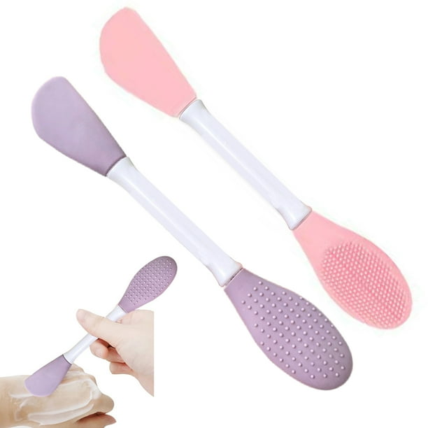 El cepillo de máscara facial de silicona de doble cabezal 2PCS es una herramienta de limpieza para el cuidado de la piel para aplicar crema facial, loción, arcilla y máscara facial de carbón MFZFUKR BST3021491-2