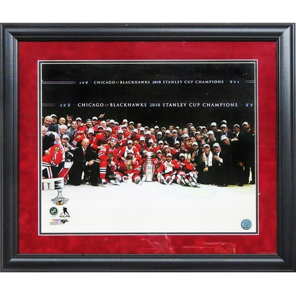Schwartz Sports Memorabilia UFRBLA16P400 16 x 20 in. Blackhawks 2015 Team Around Cup Framed Photo