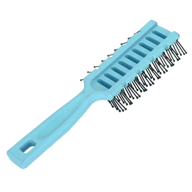 Detangling Hair Brush with Rounded Nylon Teeth, Hollow Back Design, Curved Body, Non Slip Handle, Hanging Hole for Hair Care