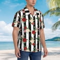 thumbnail image 6 of Uemuo Rose Flowers Printed Regular Fit Short Sleeve Casual Hawaiian Shirt for Men,Aloha shirt,Tropical shirt,Floral print shirt,Vacation Beach shirt-X-Large, 6 of 9