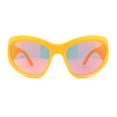 thumbnail image 2 of Oversized Sporty Wrap Color Mirror Trendy Thick Plastic Sunglasses Orange Mirror, 2 of 4
