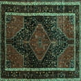 thumbnail image 1 of Ahgly Company Machine Washable Indoor Square Persian Turquoise Blue Traditional Area Rugs, 3' Square, 1 of 4