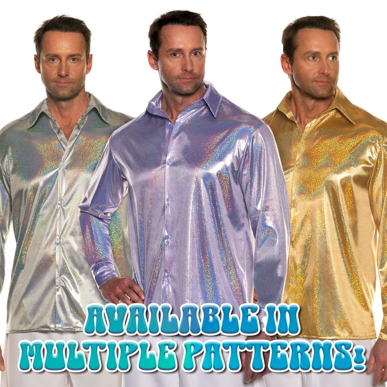 70's Metallic Disco Shirt - Adult XX-Large / Purple