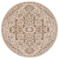 SAFAVIEH Beach House Jose Geometric Indoor/Outdoor Area Rug Beige/Cream, 6'7" x 6'7" Round