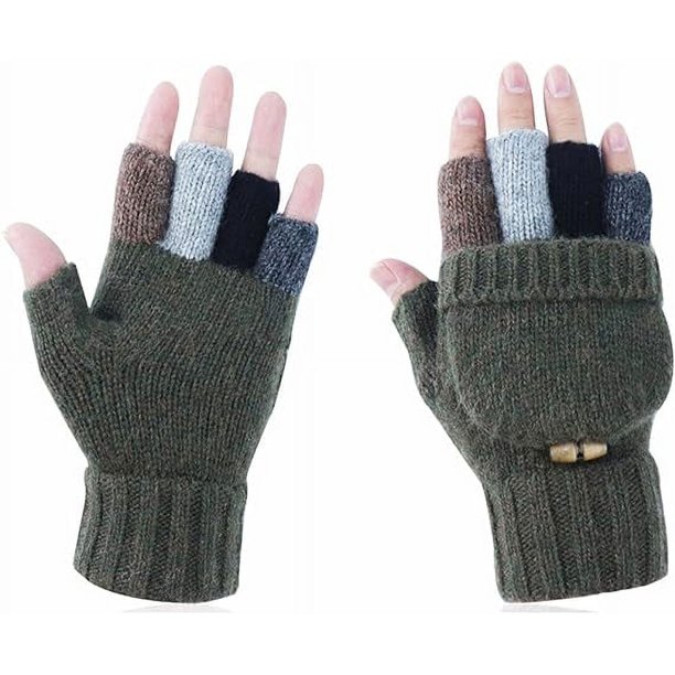 3M THINSULATE Lined Women's Knit Fingerless Gloves Convertible Mittens, 2  Pack