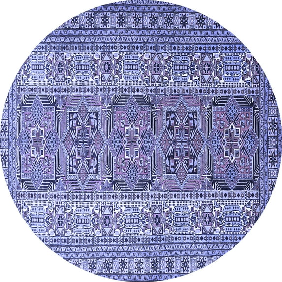 Ahgly Company Machine Washable Indoor Round Persian Blue Traditional Area Rugs, 8' Round