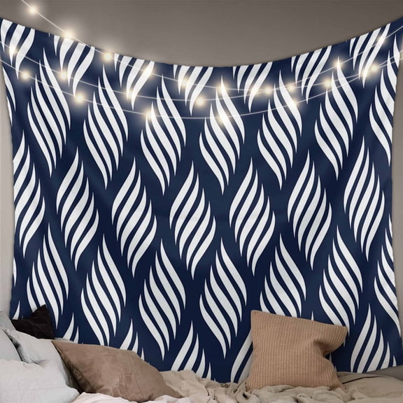 Abstract Navy Blue,Large Tapestry for Bedroom Wall Hanging Tapestry,Modern Minimalistic Geometric Stripes Ceiling Backdrop Tapestries Poster Blanket Wall Decor for Teens Room Living Room 85" x 90"