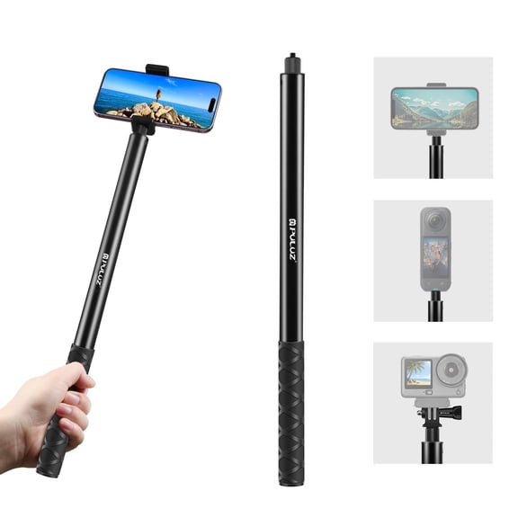 QKOO 2m Metal Selfie Stick Monopod for Insta360 One RS / X2 / X3 / X4 / DJI Osmo 360 (Black)