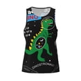 thumbnail image 4 of Easygdp Space Dino Cartoon Black Men's Tank Top, Sleeveless Muscle T Shirts, Breathable, Quick-Dry, Loose for Gym, Running, Fitness - Large, 4 of 9