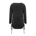 thumbnail image 4 of LilyLLL Womens Solid Color Long Sleeve Drawstring Mini Dress, 4 of 4