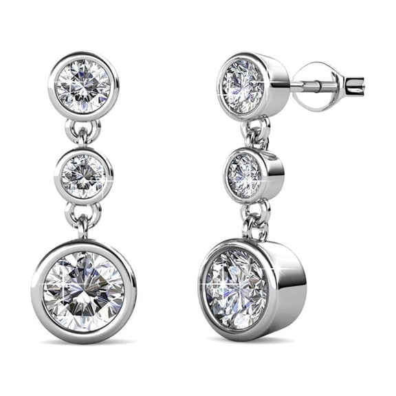 Cate & Chloe Bailey 18k White Gold Plated Dangle Earrings with Swarovski Crystals, Gift for Women