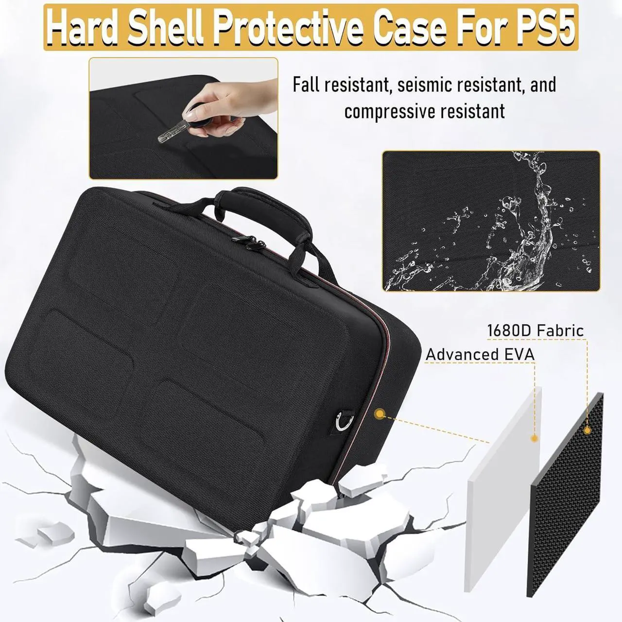 Hard Shell Carrying Case Compatible with PS5, Travel Bag Holds PlayStation 5 Disk Digital Edition, Games and Gaming Accessories