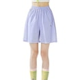 thumbnail image 2 of Girls' Quick Dry Elastic Waist Shorts, Casual Loose Wide Leg Running Shorts for Summer Purple 170, 2 of 6