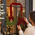 thumbnail image 5 of Christmas Double Ended Door Hanger, Long Velvet Ribbon Decoration with Artificial Pine Sprigs, Red Berries and Bow for Front Door, Window, Wall, Porch and Indoor Holiday Display, A, 5 of 7