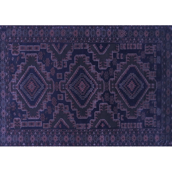 Ahgly Company Machine Washable Indoor Rectangle Persian Blue Traditional Area Rugs, 6' x 9'