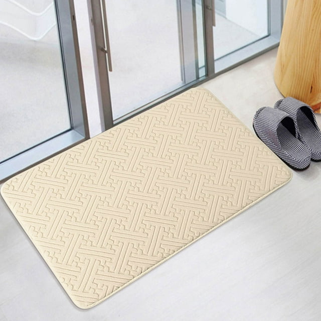 Fleece Solid Color Entrance Mat Bathroom Slip Resistant Absorbent Door Mat Non Slip Washable Household Kitchen Bedroom Floor Rug, Ukhbmc