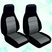 Designcovers Fits 1990-1998 Mazda MX-5 Miata Cotton Seat Covers: Black and Steel Gray