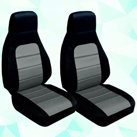 Designcovers Fits 1990-1998 Mazda MX-5 Miata Cotton Seat Covers: Black and Steel Gray