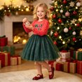 thumbnail image 5 of Rhuody Girls' Dresses Long Sleeve Cartoon Prints Tulle Formal Dress Round Neck Holiday Party Princess Ball Gown Simple Wear, 5 of 9