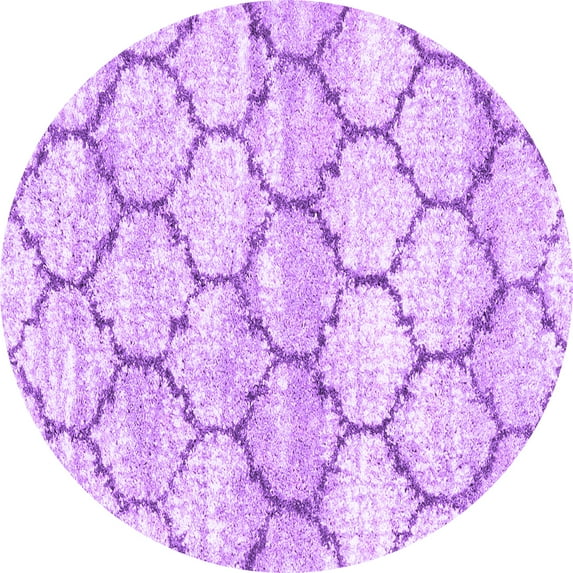 Ahgly Company Indoor Round Trellis Purple Modern Area Rugs, 6' Round