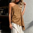 thumbnail image 5 of IUYRTFE Women's One Shoulder Sleeveless Asymmetrical Top Loose Fit Cotton Linen Blend Casual Summer Blouse, 5 of 6