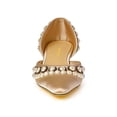 thumbnail image 3 of XYD Women Elegant Pearls D'Orsay Pumps Pointed Closed Toe Low Heels Slip-on Kitten Evening Shoes Size 15 Champagne, 3 of 4