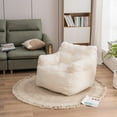 thumbnail image 2 of Bean Bag Chairs,Soft Tufted Foam Bean Bag Chair with Teddy Fabric for Adults and Kids,Comfy Lazy Sofa for Living Room,Bedroom,Ivory White, 2 of 6