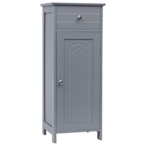 WDZS Bathroom Floor Cabinet, Wooden Side Storage Cabinet, Freestanding Single Door Bathroom Cabinet with Large Drawer & 2 Adjustable Shelves for Living Room Kitchen (Grey)