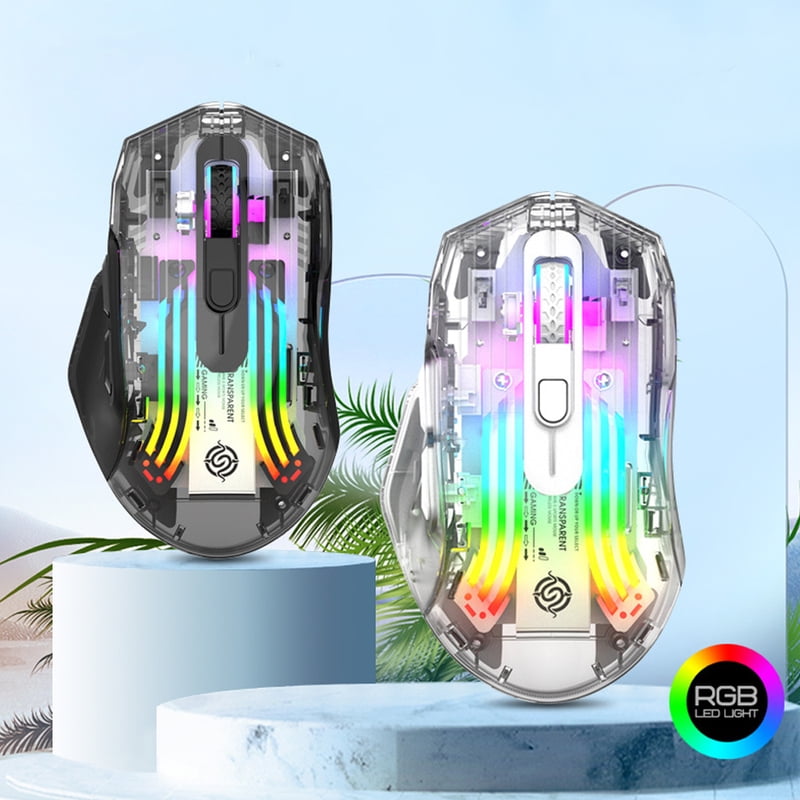 Wireless Gaming Mouse Bluetooth-Compatible 5.0/2.4G/USB-C 3 Modes Electronic Competition Mice Transparent for PC Laptop Desktop