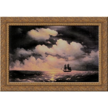 Merkuri 24x18 Gold Ornate Wood Framed Canvas Art by Aivazovsky, Ivan Constantinovich