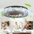 thumbnail image 4 of Cusp Barn 20'' Flush Mount Caged Ceiling Fan with Remote Control, Farmhouse Rustic Low Profile Ceiling Fans, 4-Light Vintage Enclosed Lighting Fixture, 4 of 10